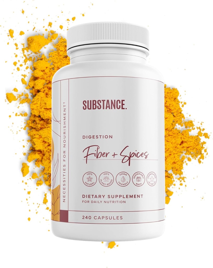 STOF. - Nature's Fiber & Spices for Digestive Wellness - Ondersteunt Colon Cleanse - Geformuleerd met Psyllium Husk, Flax Seed & Ginger - Dietary Fiber Supplement - Vegan-Friendly - 240 Capsule