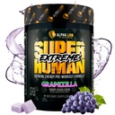 ALPHA LION Superhuman Extreme High Stim Pre Workout Powder, Beta Alanine, L-Taurine & 356mg Tri-Source Cafeïne voor duurzame energie, Nitric Oxidine & Citrulline voor pomp (21 Servers, druivensmaak)