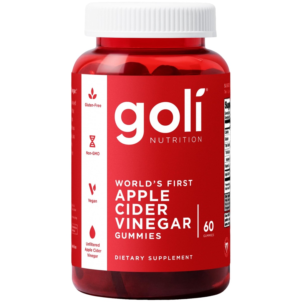 Goli Apple Cider Vinegar Gummies - Worlds First ACV Gummy with Vitamin B12, Beetroot & Pomegranate - Vegan, Non-GMO, Gluten-Free