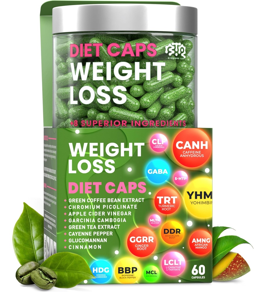 Gewichtsverlies Dieet Capsules, natuurlijke eetlustonderdrukker, dag en nacht vet brander voor vrouwen en mannen met Apple Cider, Green Coffee Bean Extract, Metabolisme Booster supplement - 60 pillen