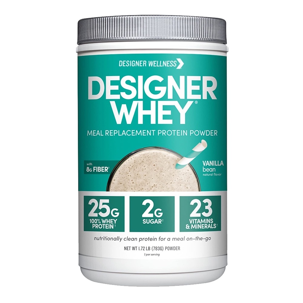 Designer Wellness, Designer Wei Protein Maaltijd Vervangingspoeder, Biologische Superfood Complex Carbs, Vitaminen, Mineralen, Glutenvrij, Vanille Bean, 1,72 Pond