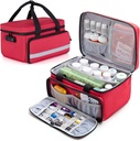 CURMIO Pill Fles Organizer, Medicine Bag met slot voor recept flessen en eerste hulp kits, rood (gepatenteerd ontwerp)