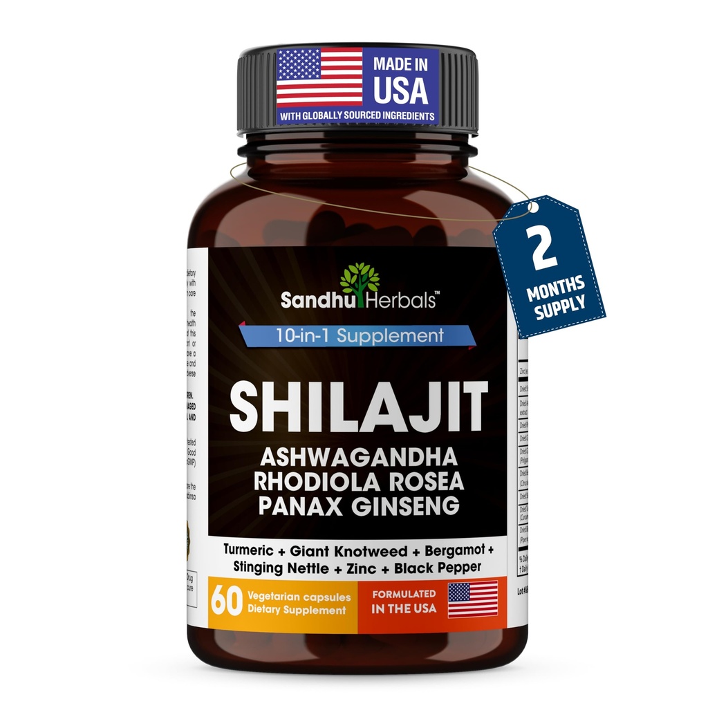 SANDHUHERBALS Shilajit Capsules voor mannen en vrouwen 