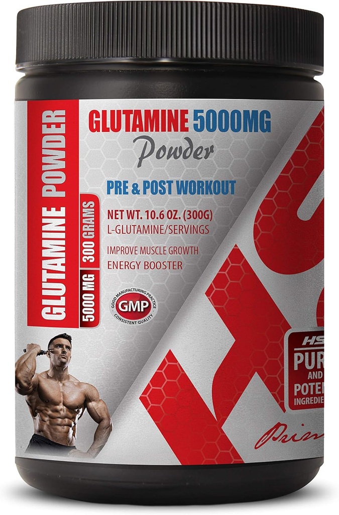 Post Training Powder for Men - PRE & Post Workout - GLUTAMINE Powder 5000MG - l-glutamine Amino Acid - 1 Can 300 Gram