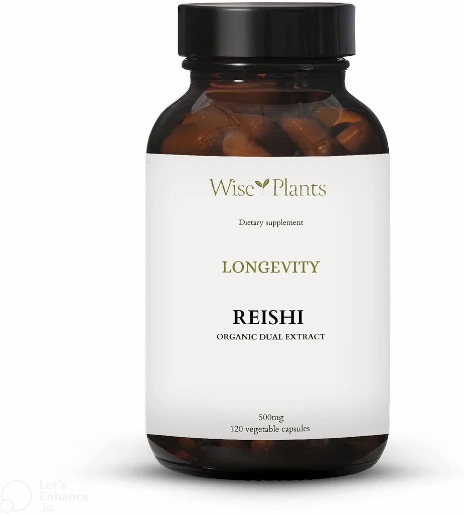 Reishi Mushroom Supplement. Dual Extract, Pure Fruiting Body, 30% Polysaccharides, 500 mg, 120 vegecaps (120-Day Supply). Can Support Healthy Immune and Liver Function.