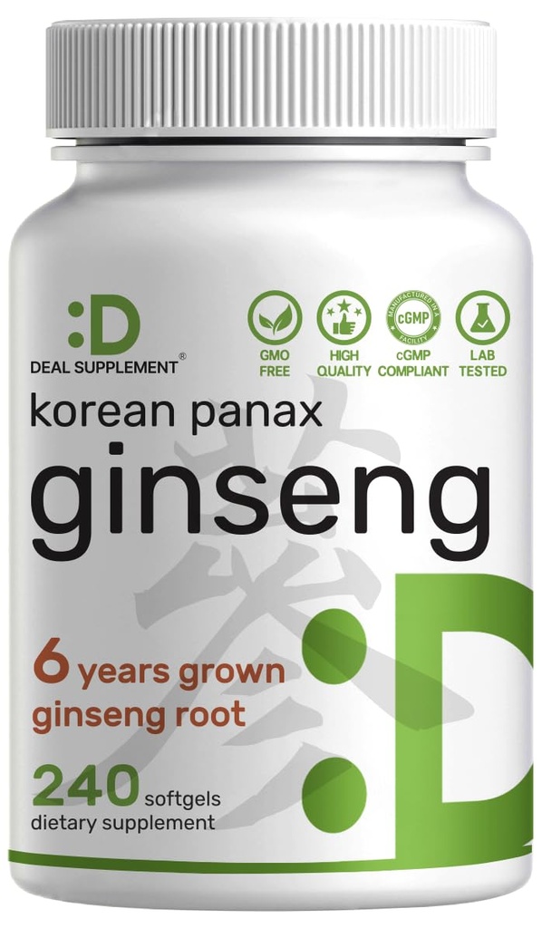 Korean Red Panax Ginseng Root Extract, 7.500mg Serving, 240 Softgels 