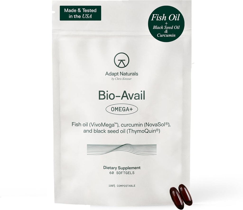 Pas Naturals Omega 3 Visolie Supplement met Bio available Curcumin & Black Seed, 1500mg Visolie EPA DHA Omega 3 vetzuren ter ondersteuning van gewrichten, spieren en hart Onopge smaakte - 30 dagen aanbod