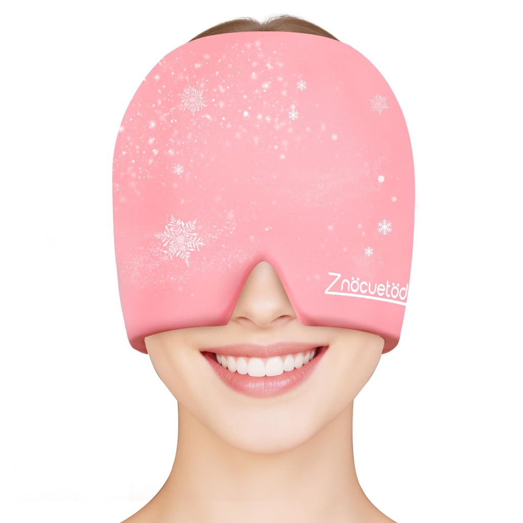 ZNÖCUETÖD Migraine Headache Relief Cap Hat Full Head Glace Pack Enveloppe Gel de refroidissement Bonnet de glace Cold Cap Hot/Cold Compress Therapy for Sinus, Stress, Tension, Head Pain Relief, Femmes