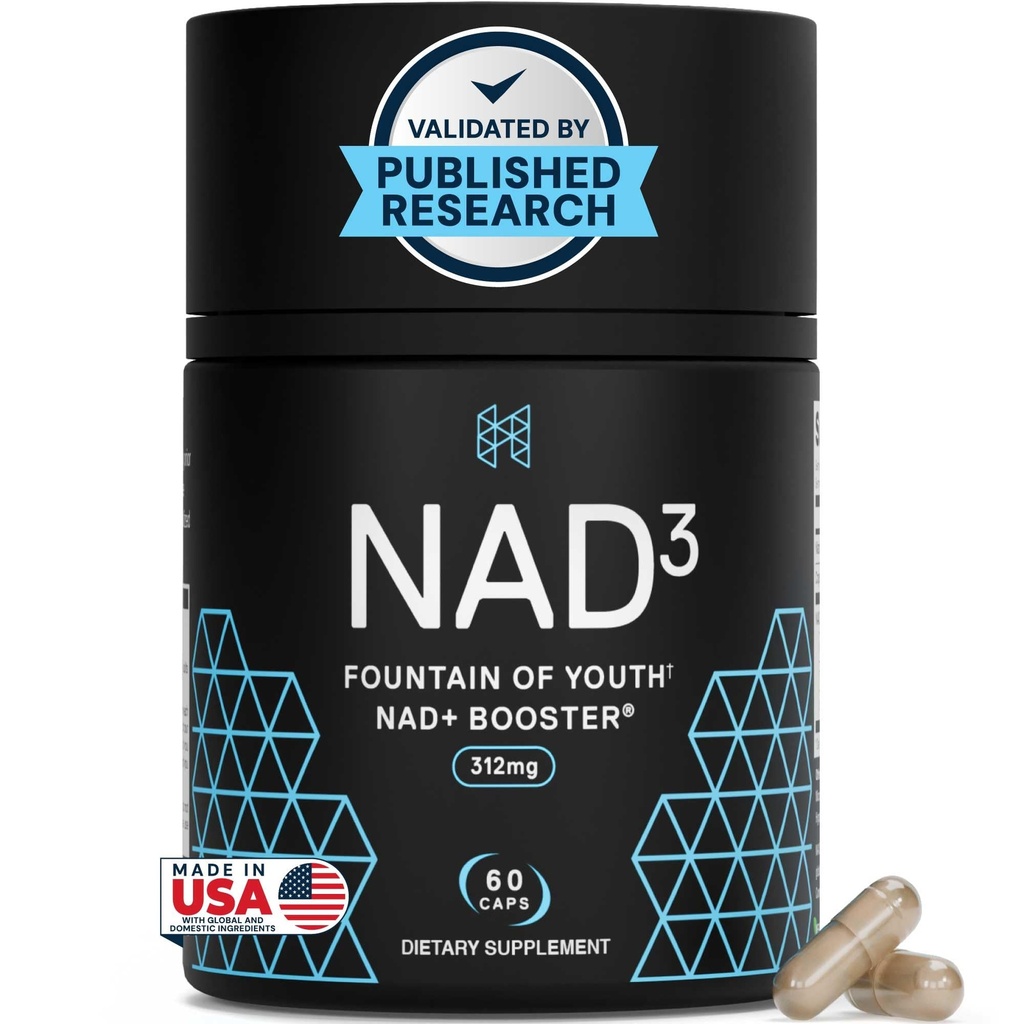 HPN NAD3 Clinical NAD+ Booster, Cellular Health & Natural Energy - Supplément NAD pour le vieillissement en santé, le soutien métabolique, NRF2 & Longevity, Nicotinamide Riboside & NMN Alternative, 60ct, 30 jours d'approvisionnement