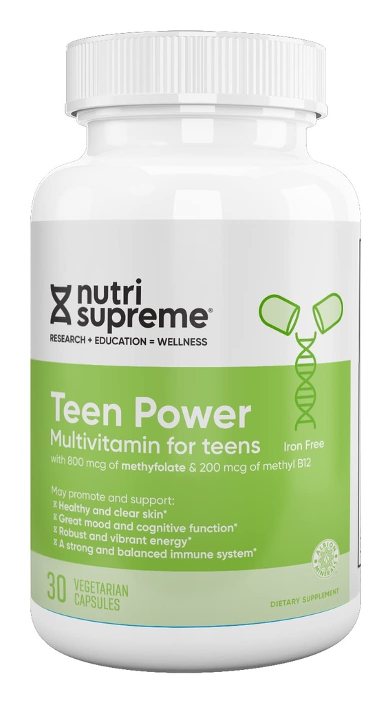 Nutri Supreme tiener Multivitamine voor jongens en meisjes 12-17, beste Kosher één per dag tiener vitaminen, samengesteld voor tienerontwikkeling en immuungezondheid, 30 capsules