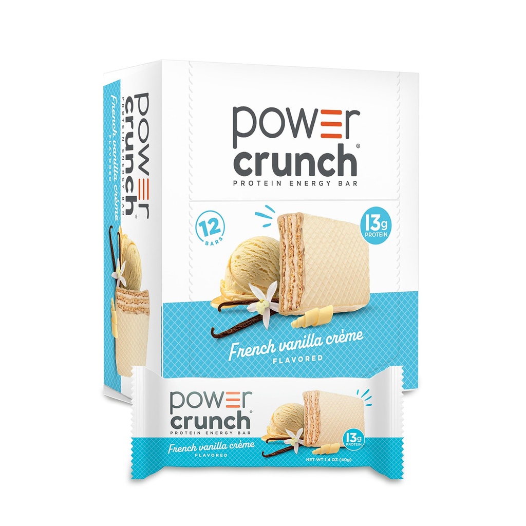 Power Crunch Protein Wafer Bars, High Protein Snacks met Heerlijke Smaak, Franse Vanilla Creme, 1.4 Ounce (12 Tellen)