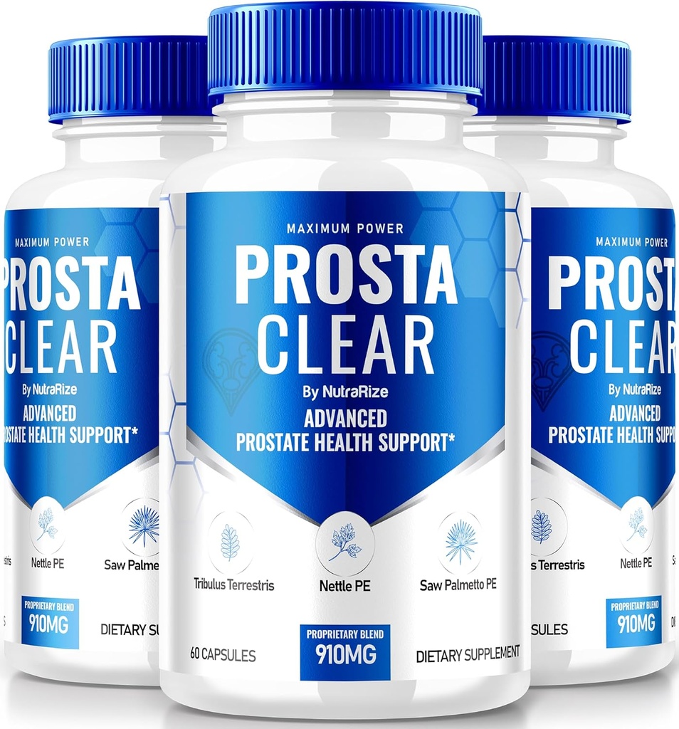 NutraRize (3 Pack) Prosta Clear - Premium Supplement to Support Prostate Heath, All Natural Capsules to Regain Control & voor algemene gezondheid, ProstaClear Pillen Reviews (180 Capsules)