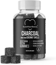 Geactiveerde Charcoal Gummies - Natuurlijke Kokosnoot Shell Charcoal Gummy Supplementen voor Detox Support, Maag Bloat & Oral Health - Glutenvrij, Veganistisch & Pectin Based - Acai Flavor, 60 Tel.