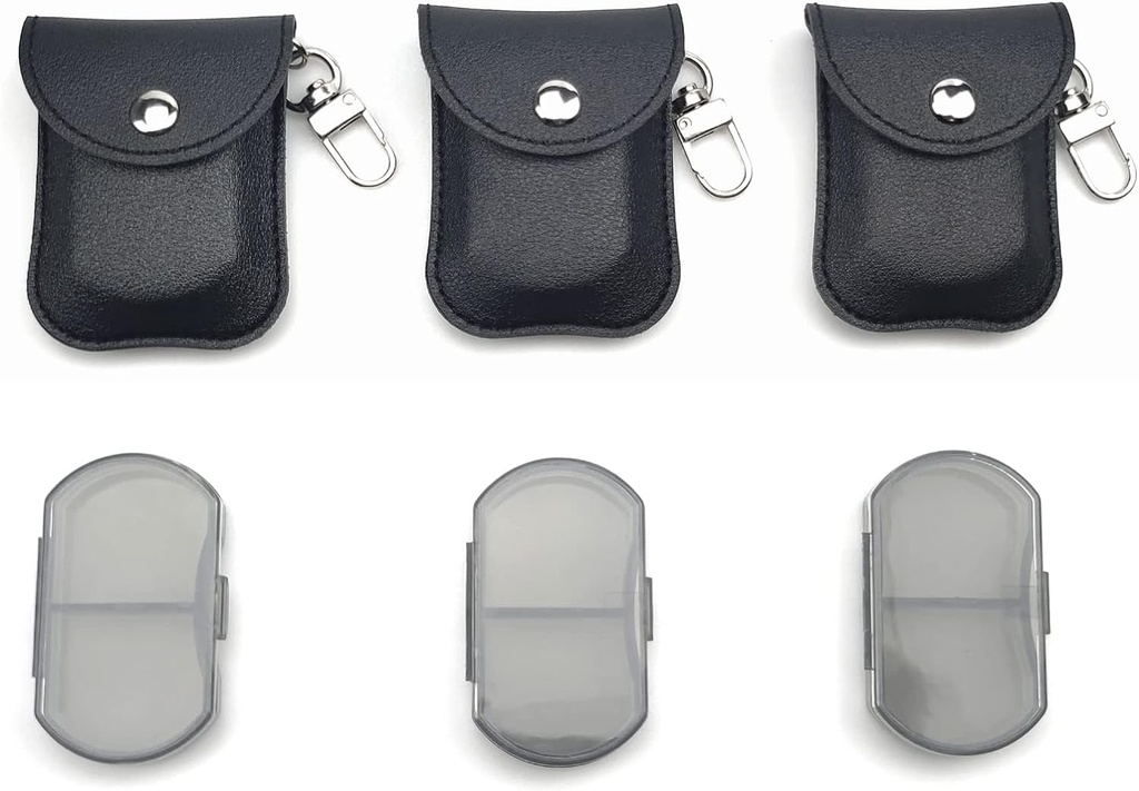 VOFOON 3 Pack Small Pill Organizer, Travel Pill Box voor portemonnee, Keychain Pill Holder, Pocket Pill Container, 2 keer per dag Dagelijks Portable Medicine Vitamine Case, Fish Oil Box, Supplement Box