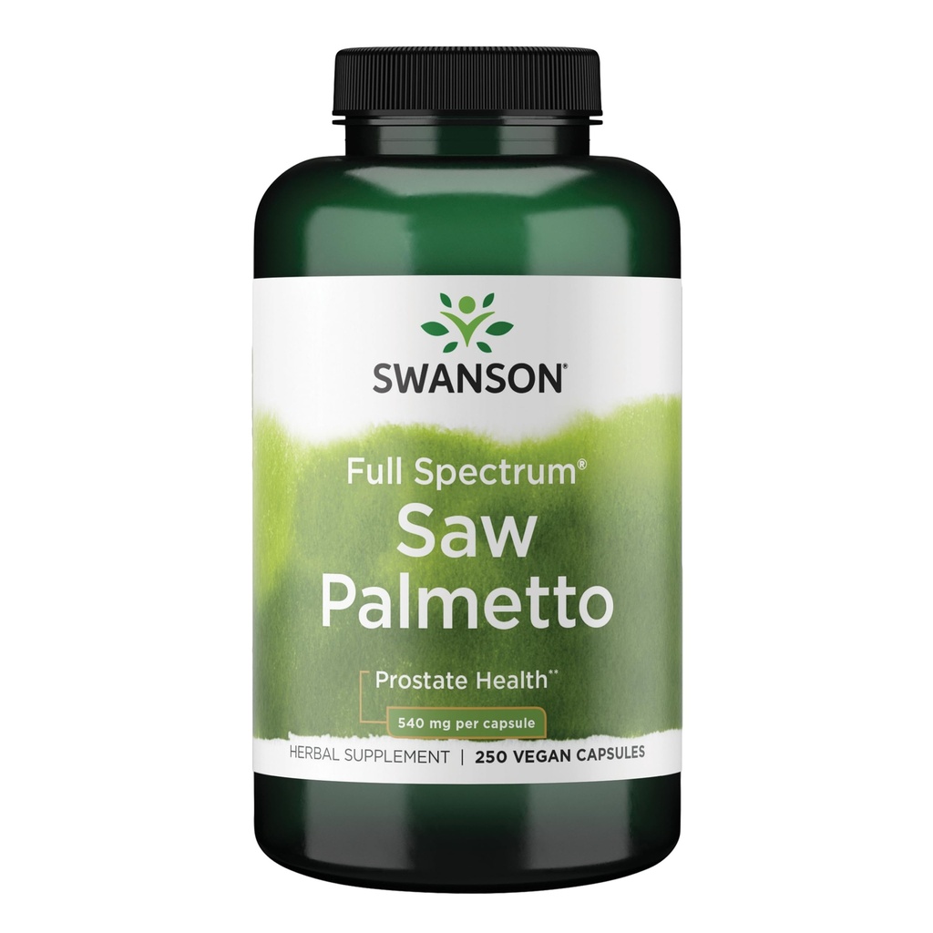 Swanson Saw Palmetto - Supplément à base de plantes favorisant le soutien de la santé prostate masculine - Supplément de cheveux naturels et soutien de la santé urinaire (540 mg 250 capsules)