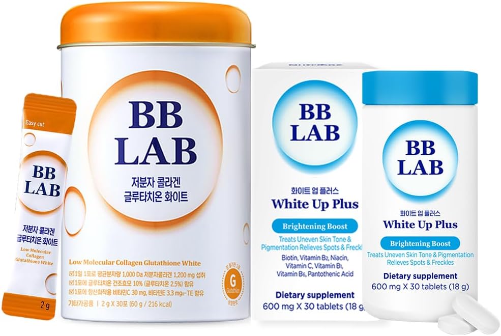 [Double White&Glow] Glutathione White Collagen, White Up Plus, Powder Stick Korean Fish Collagen, Vitamin C, Glutathione, Fast Absorption, Fruit Flavored, Glutathione Pills , L-Cystine, for Antio