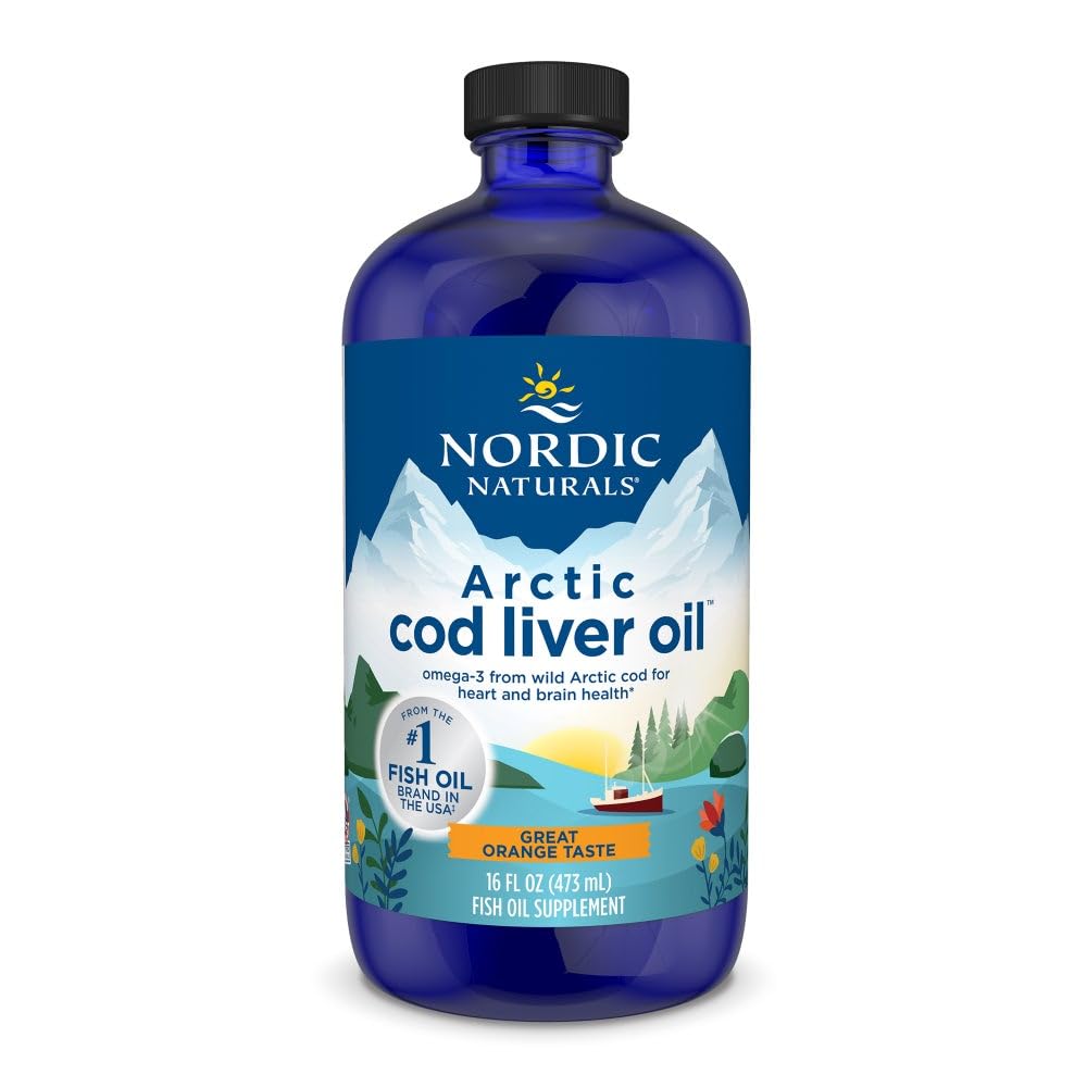 Nordic Naturals Arctic Cod Liver Oil, Orange - 16 oz - 1060 mg Totaal Omega-3s met EPA & DHA - Hart & Brain Health, Gezonde Immuniteit, Algehele Wellness - Non-GMO - 96 Servers