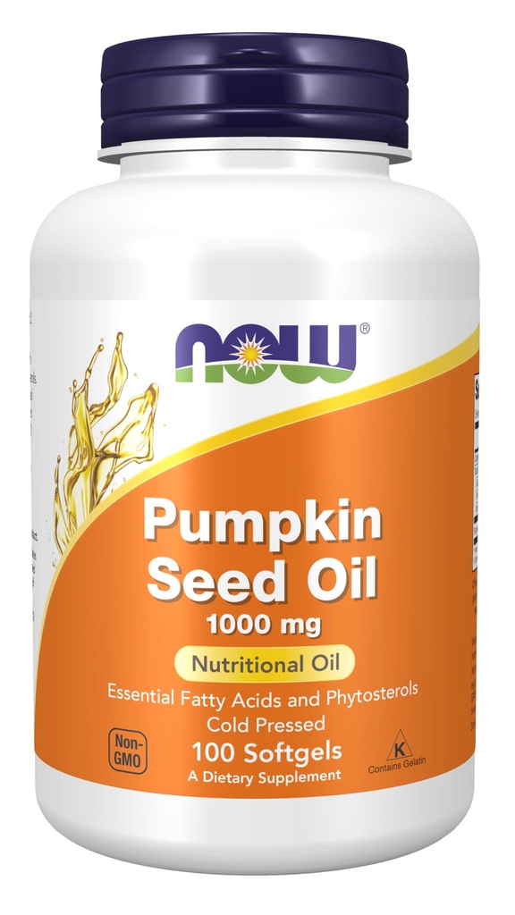NOW Supplementen, Pompoenzaadolie 1000 mg met essentiële vetzuren en fytosterolen, koud geperst, 100 Softgels