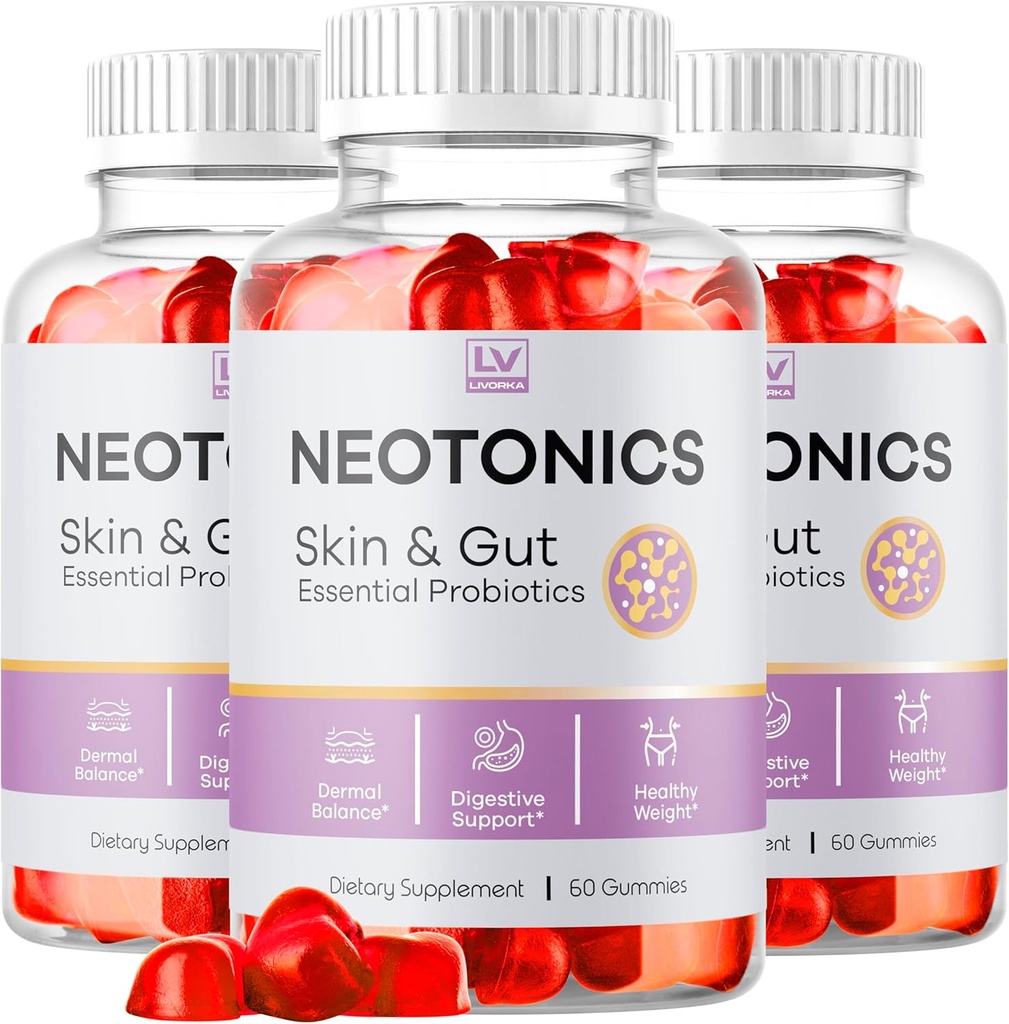 (3 Pack) Neotonics Skin and Gut Gummies, Neotonics Skin & Gut Essential Probiotics Gummies, Neotonics Skin and Gut Gummies Reviews, Neotonics Gummies, 180 Gummies For 3 Months