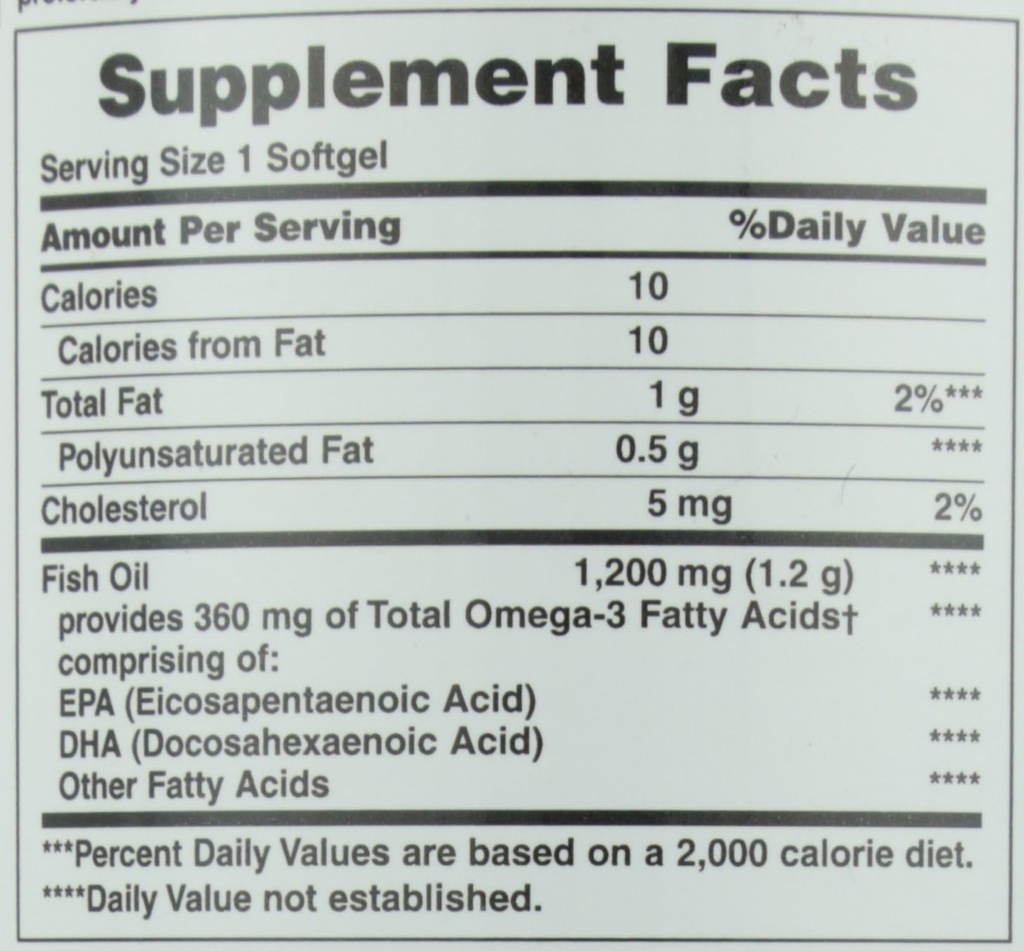 Nature's Bounty Fish Oil, ondersteunt Heart Health, 1200 Mg, Rapid Release Softgels, 200 Ct (pack van 2)