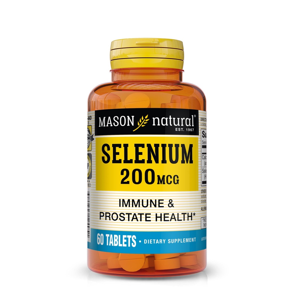 Mason Natural Selenium 200 mcg - Antioxidant Supplement voor Immune Support & Prostate Health, Essential Trace Mineral, 60 tabletten