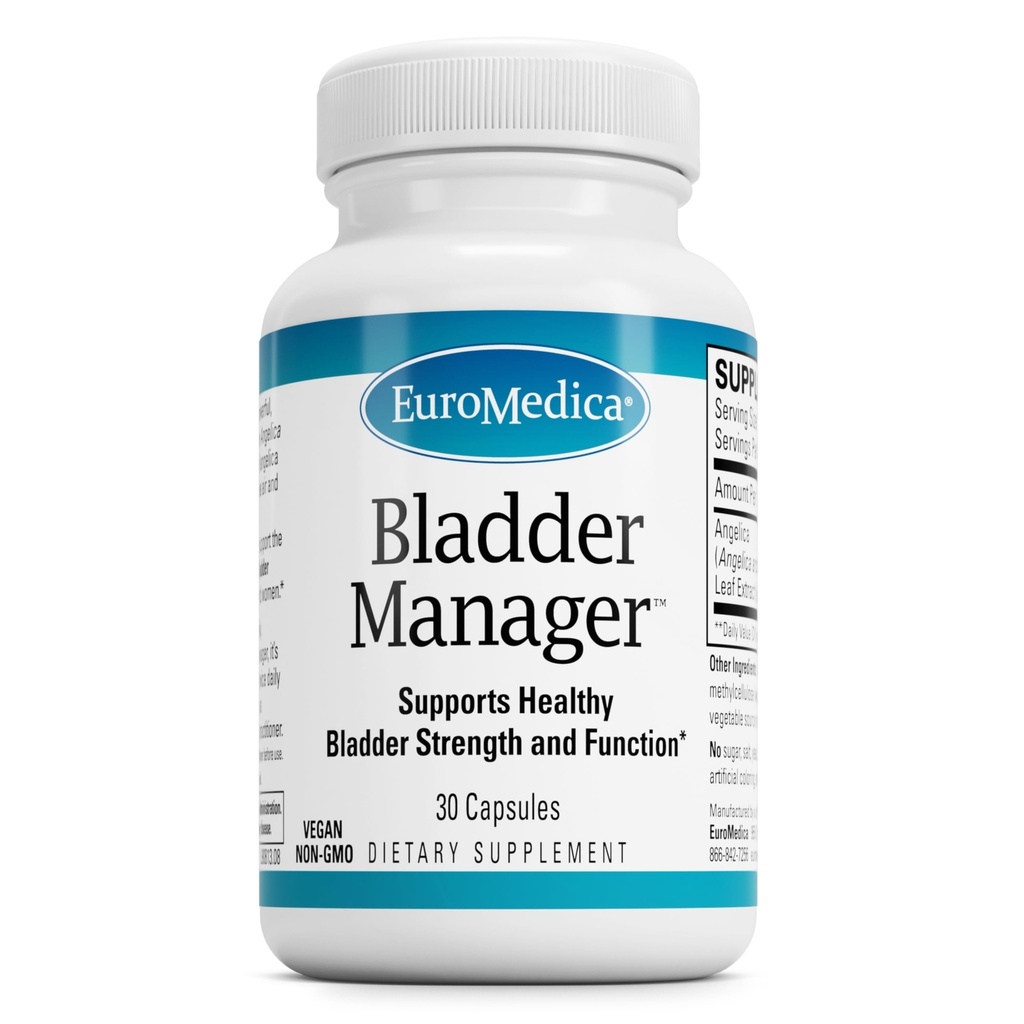 EuroMedica Bladder Manager - Bladder Support Supplement - Dieetsupplement met Angelica Leaf Extract - Vegan Capsules om urinetrekfunctie en gezondheid - 30 capsules te helpen