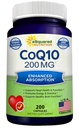 aSquared Nutrition CoQ10 (200 capsules en 200mg) - Hoge Absorptie Vegan CO Q-10 Powder - Enzyme Ubichinon Supplement Pillen, Extra Antioxidant Coenzyme Q10 Vitamine, Coq 10 Alernative to Softgels