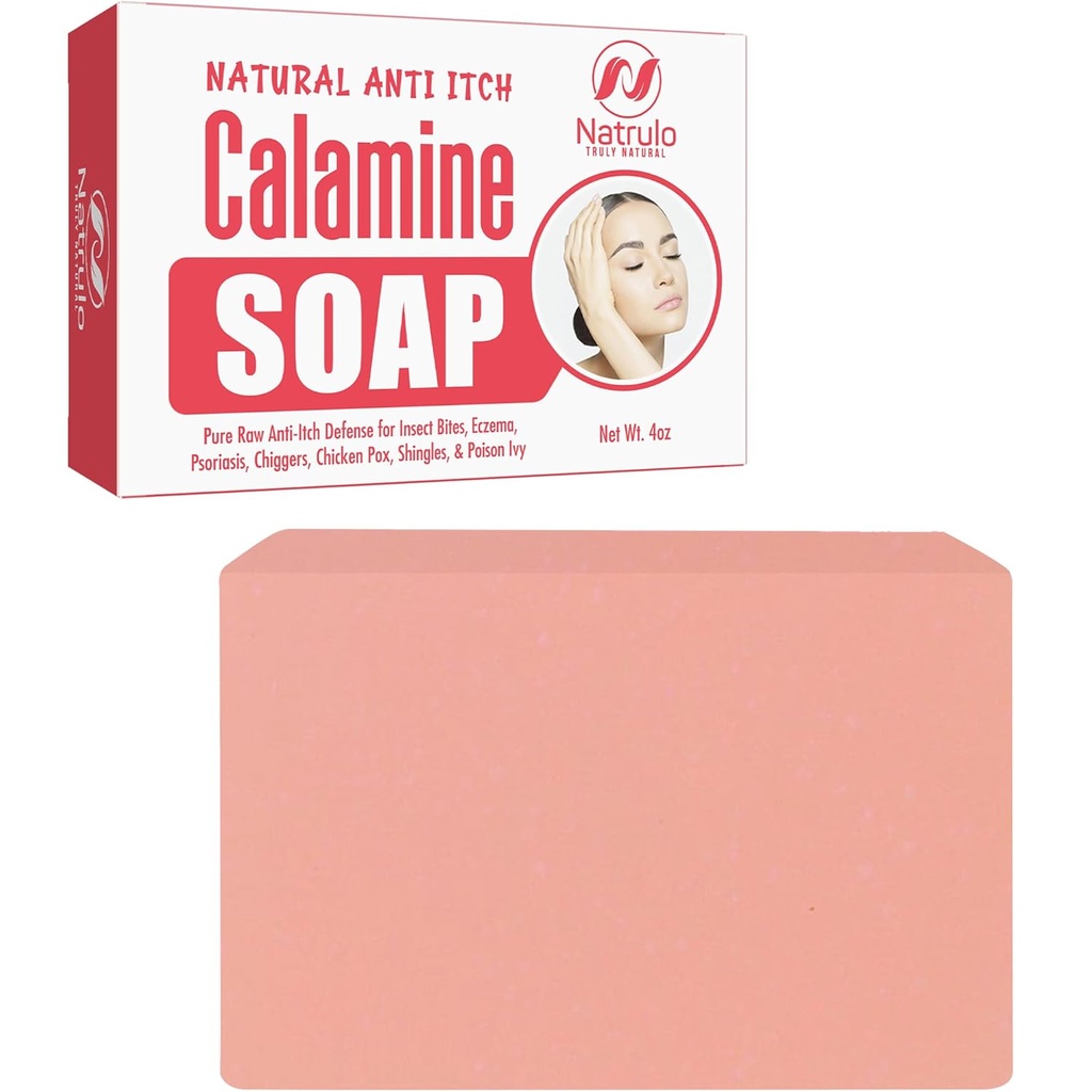 Natural Fast Acting Itch Relief Soap Bar - Calming Calamine Zeep voor Itchy huid, Insect Bite, Eczema, Ivy Rash, Chicken Pox - Pure Raw Anti-Itch Defense Cleansing Skincare - Made in USA
