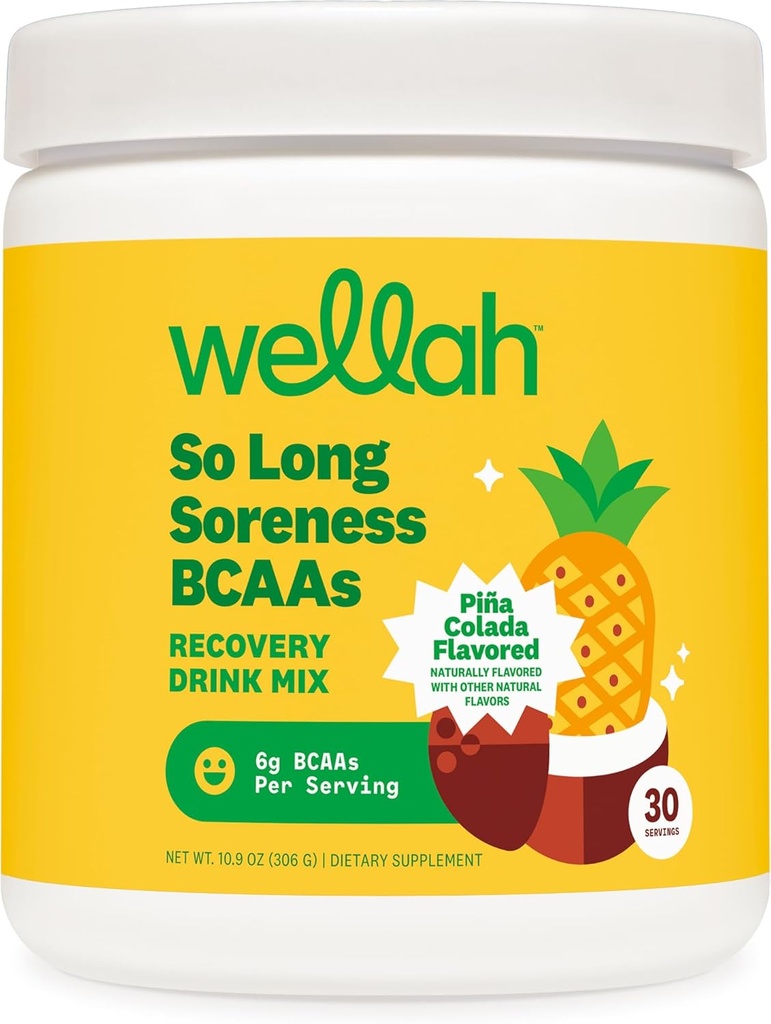 Wellah So Long Soreness BCAA Powder (Pina Colada Flavored) 30 Servers - met Hydration Complex