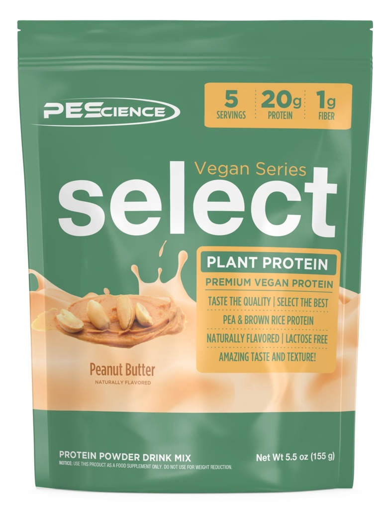 PEScience Select Vegan Protein Powder, Plant Based Protein Powder, Amazing Proste, Smooth Texture, Pea and Brown Rice Blend, Dairy Free, Lactose Free, Glutenvrij - Pindakaas Delight, 5 porties