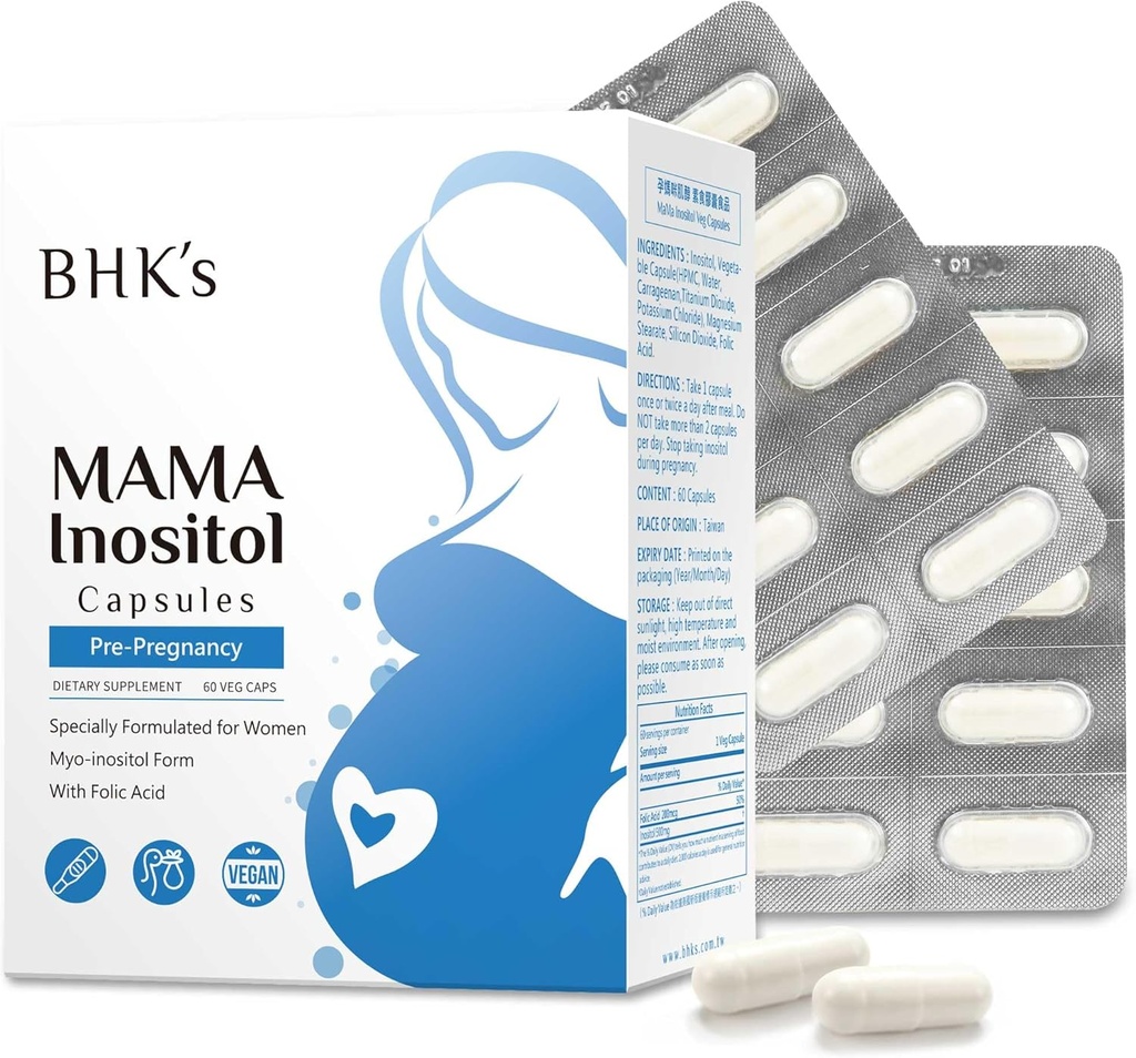 BHK's Pre-Pregnantie Vruchtbaarheid Supplement, Hormonale Balance & gezonde ovariële functie ondersteuning voor vrouwen, regelmatige cycli met Inositol, 60 capsules