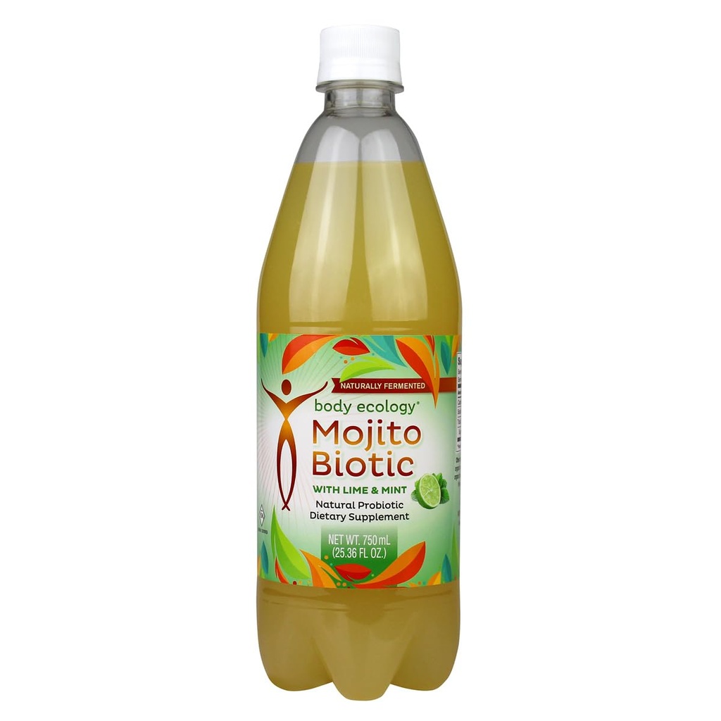 Body Ecology MojitoBiotic | Keto-Friendly, Low-carb probiotic Beverage That May Help Curb Sugar Cravings. 25oz Bottle