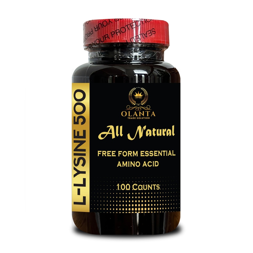 L-LYSINE 500 mg L'acide amino essentiel - supplément de lysine soutient le supplément de soutien immunitaire pour les lèvres et les tissus oraux sains.