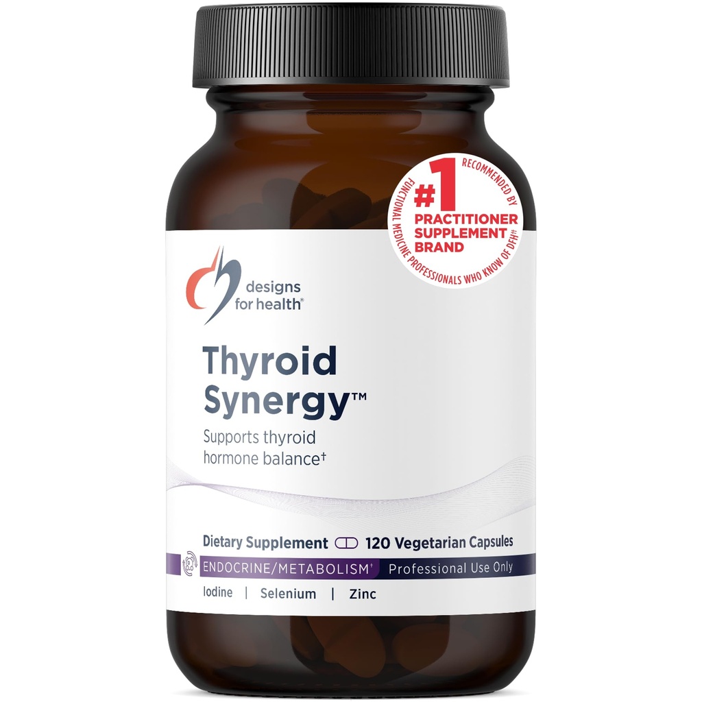 Designs for Health Thyroid Synergy - Thyroid Support Supplement met Jodium, American Ginseng, Selenium, Zink + Mangaan - Vegan Thyroid Vitaminen, Glutenvrij (120 Capsules)