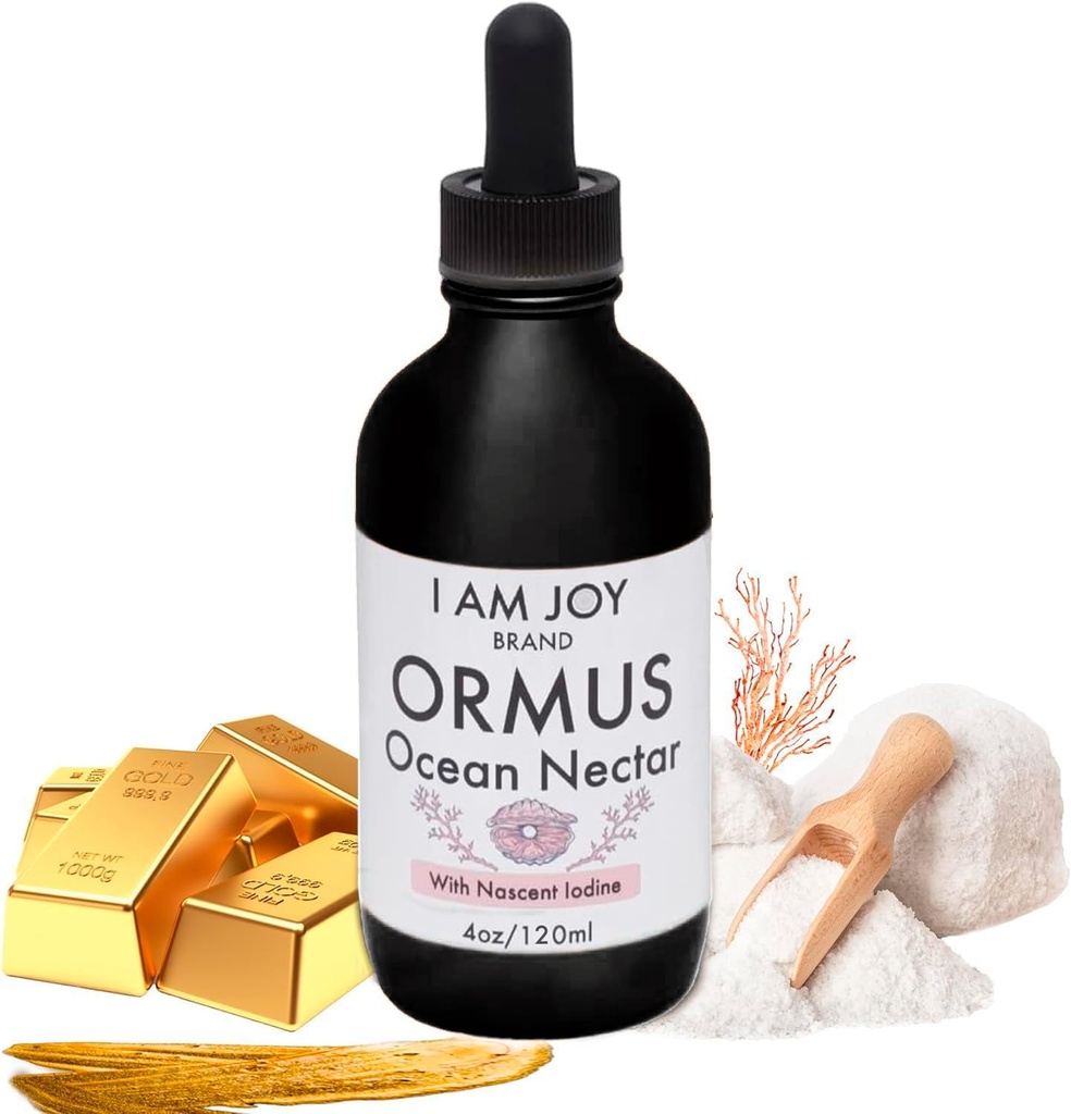 I Am Joy co. Ormus Ocean Nectar Monoatomic Gold met Jodium Ontworpen om de pijnappel Gland te ontkalken, steun thyroid en verhogen gevoelens van alertheid, helderheid van gedachten en energie 4oz