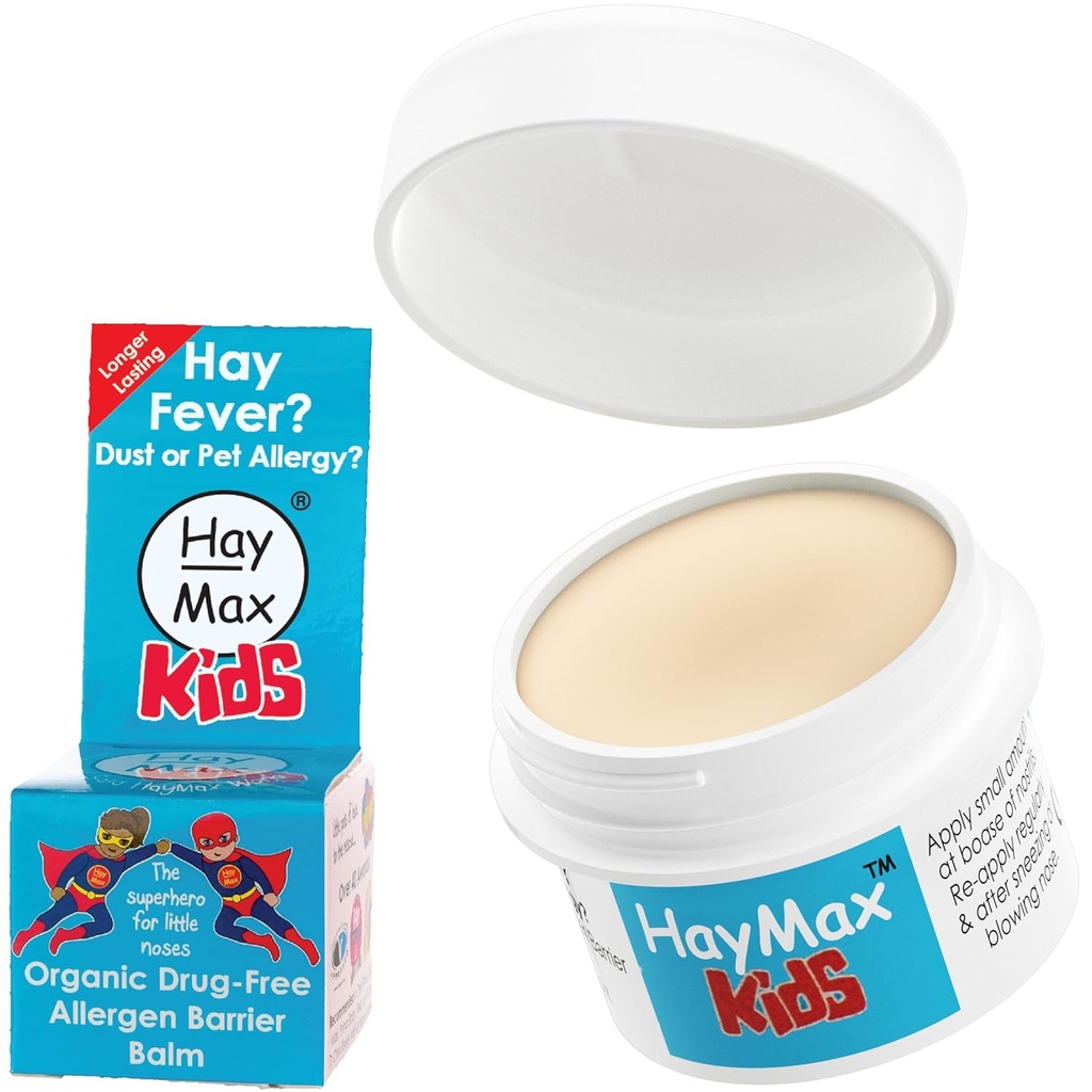 HayMax Allergen Barrier Balm for Kids, 0,17 fl oz (5ml), Organic, Natural & Non-Drowsy, Children Hay Fever Allergie Relief - Traps Pollen, Dust & Pet Allergen - Ragweed & Cedar