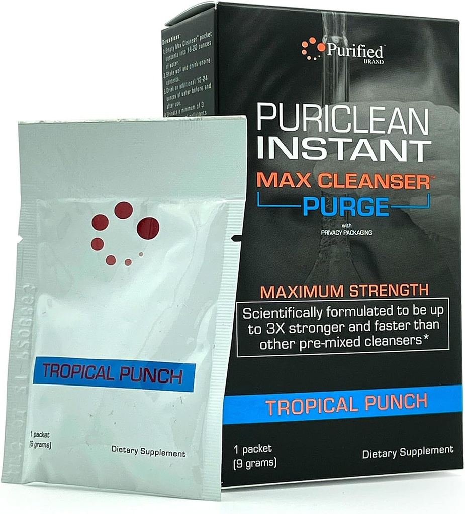 Wellgenix Puriclean Instant Max Cleanser Purge - Detox Cleansing Powder - Fruit Punch - 9 Gram Herbal Cleansing Detox Powder