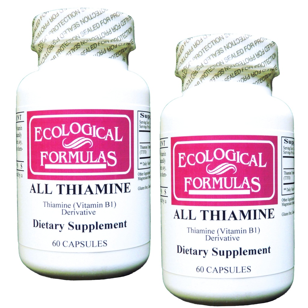 Ecologische formules Alle Thiamine Vitamine B1 50 mg, 2 X 60 capsules