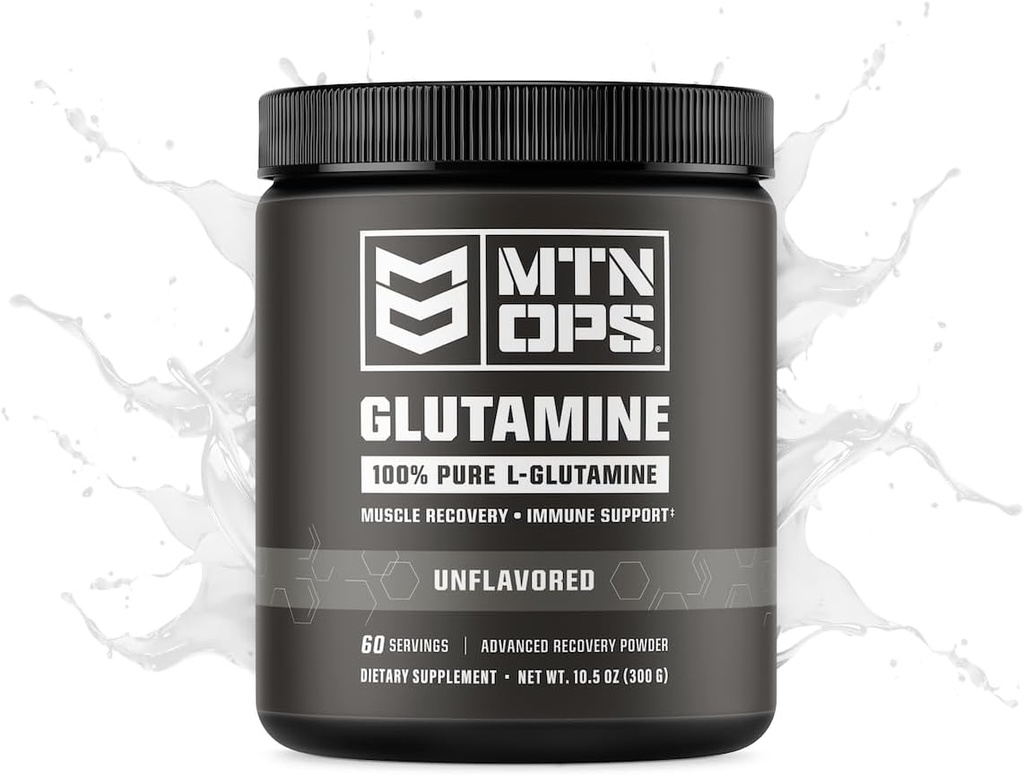 MTN OPS L-Glutamine Poeder 60 Servers / 300 g 100% Pure L-Glutamine voor spierherstel, ongearomatiseerd + 5 g per portie