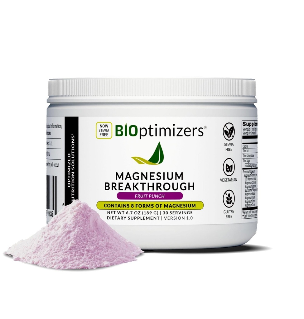 BIOptimizers Magnesium Breakthrough Drink - 8 vormen van Magnesium, Elektrolyten, Slaap Gezondheid, Stress, Spierherstel, Hartondersteuning 