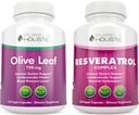 Extrait de feuille d'olive purement holistique 750mg + Complexe Resvératrol 1450mg - 300 Capsules Vegan - Fabriqué aux États-Unis