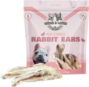 Benji & Louie Oreilles entières de lapin séchées à l'air et à la fourrure - Gâteries de chien en bonne santé ou à croquer, ingrédient unique, 1,5 oz, 4 à 6 comtes