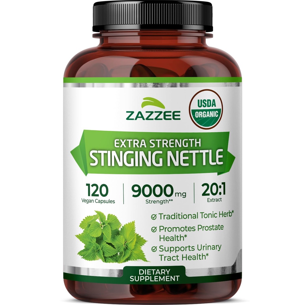 Zazzee USDA Organic Stinging Nettle Leaf 20:1 Extract, 120 Vegan Capsules