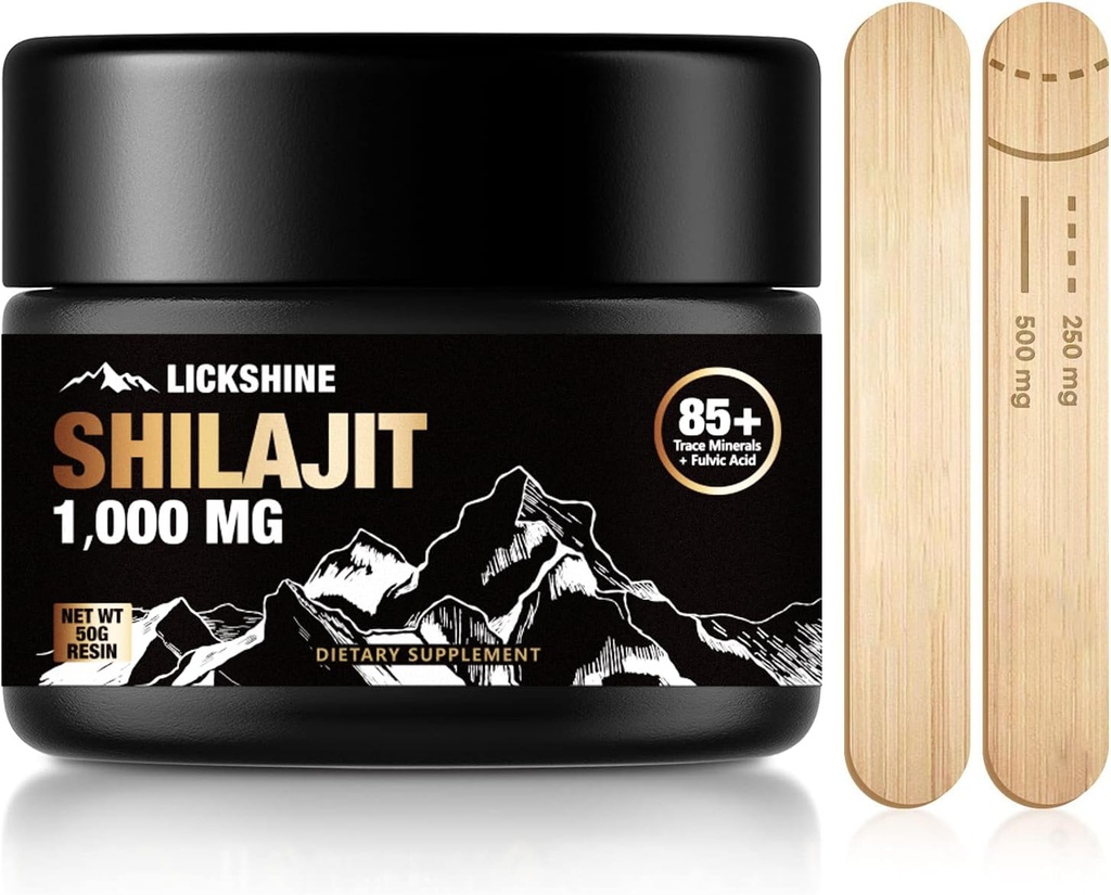 1 Pack Shilajit Pure Himalaya Shilajit Resin met Fulvinezuur, 1000mg Maximale Potentie Natuurlijke Biologische Shilajit met 85+ Trace Minerals Supplement Gel, Ondersteuning Energie & Immune System - 50g