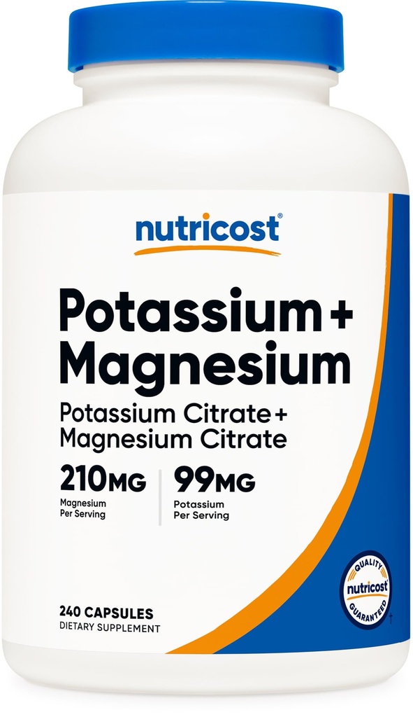 Nutricost Kalium (99 mg) Magnesium (210 mg) Citraten, 240 capsules - Non-GMO, Glutenvrij