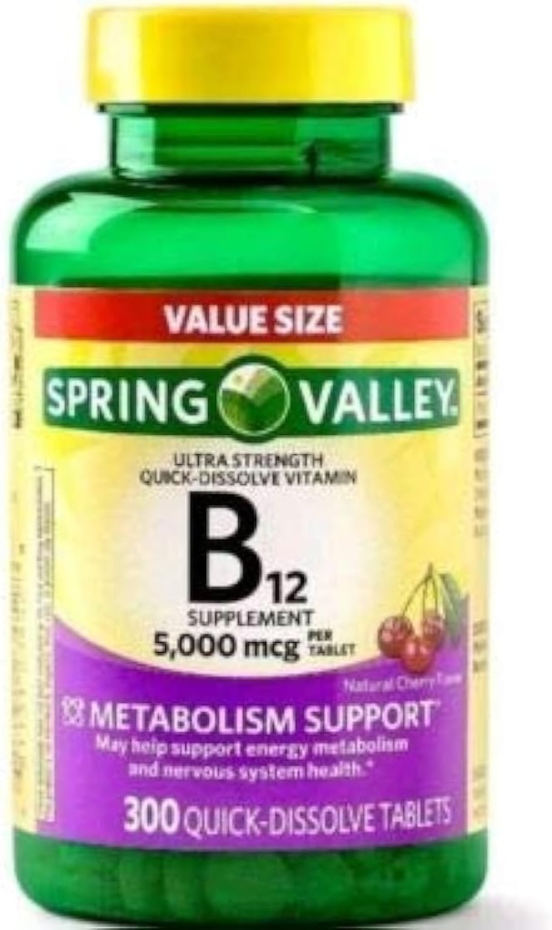 Spring Valley B12 5000 mcg 300ct Voedingsondersteuning
