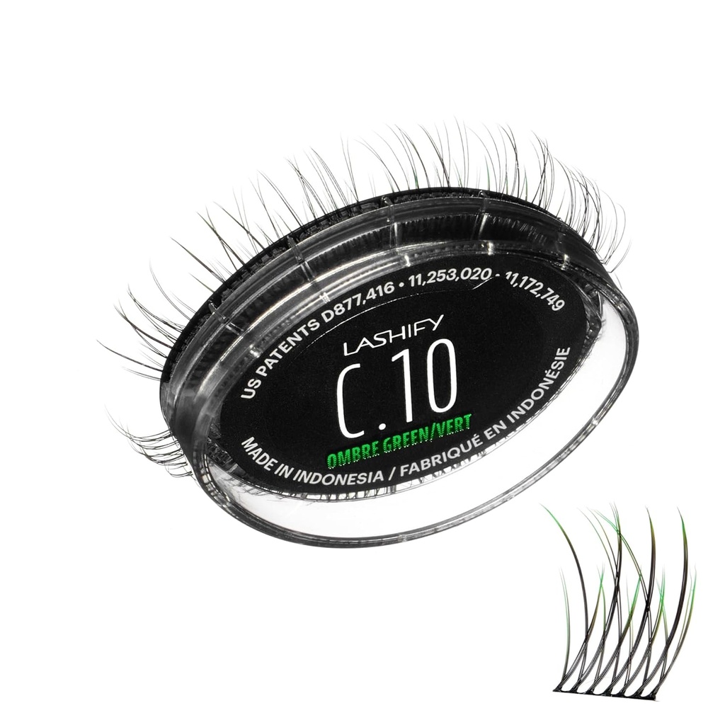 Lashify Curl 10mm Gossamer wimper uitbreidingen vullen in Ombre Green, gemakkelijk DIY Valse wimpers voor een natuurlijke look
