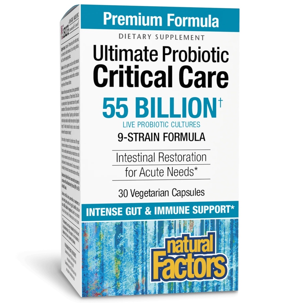 Natuurlijke factoren Ultimate Probiotic Critical Care, ondersteunt Intestinal Restoration, 9 Strains, 55 miljard CFU