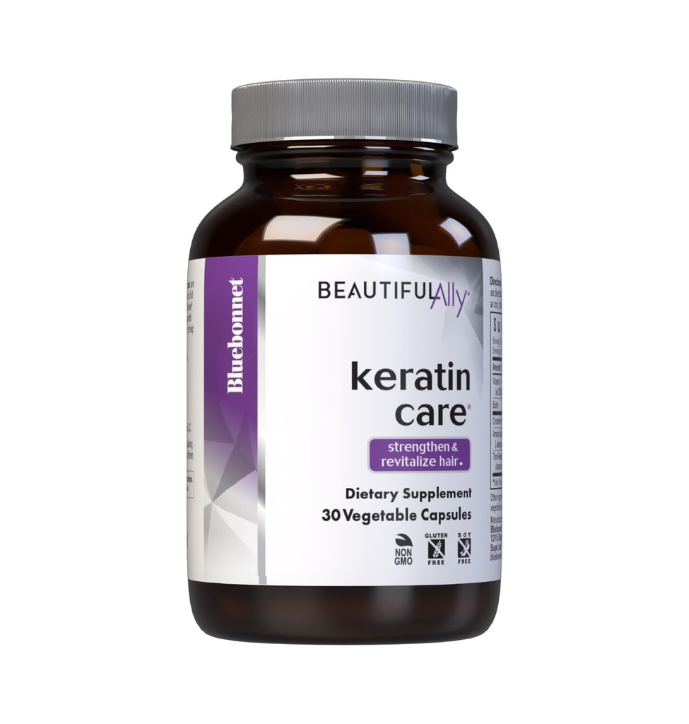 Bluebonnet Voeding Mooie Ally Keratine Care, Beauty Nutrient, Beste voor haar, Versterken en Revitaliseren haren*, Niet GGO, Glutenvrij, Sojavrij, Melkvrij, 30 plantaardige Capsules, 30 porties