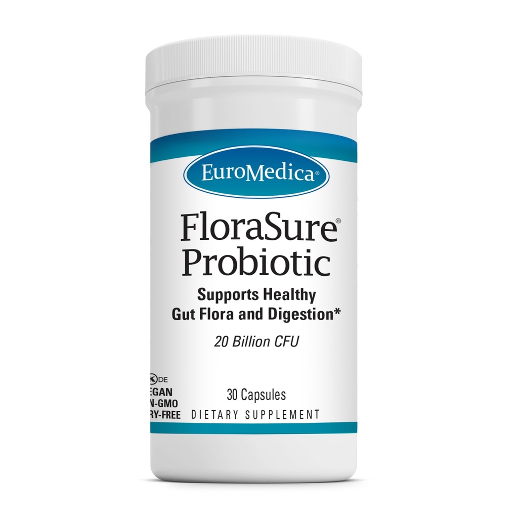 EuroMedica FloraSure Probiotic - Verteringssupplement ter bestrijding van incidentele opgeblazenheid en steun Gasrelief - Gut Health Support Supplement met Bifidum - 30 capsules